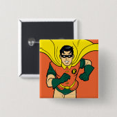 Robin Running Vierkante Button 5,1 Cm (Voorkant /achterkant)