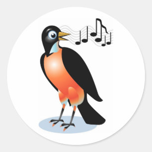 Robin Singing met brede ogen Ronde Sticker