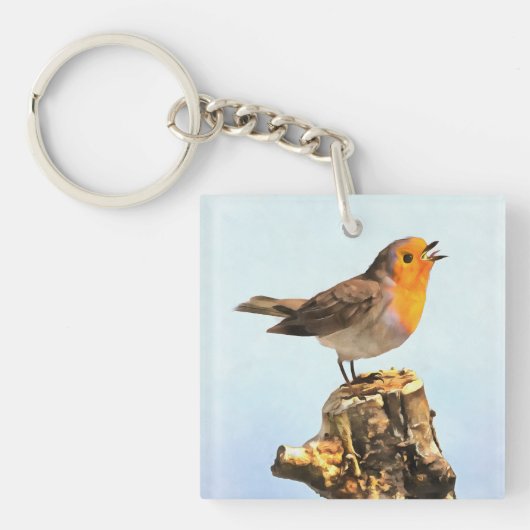 Robin singing  sleutelhanger (Voorkant)