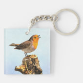 Robin singing  sleutelhanger (Achterkant)