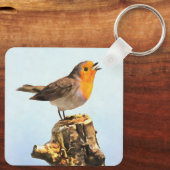 Robin singing  sleutelhanger (Achterkant)