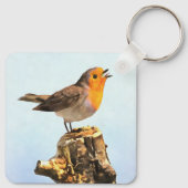 Robin singing  sleutelhanger (Achterkant)