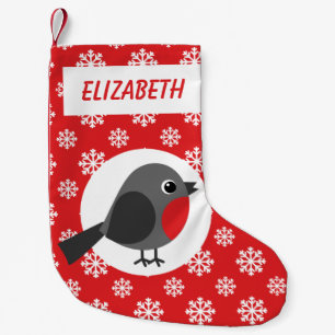 Robin Snowflakes Personaliseerde Red Kleine Kerstsok