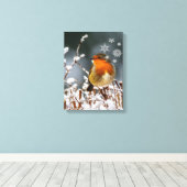 Robin Songbird avec Flocons de Neige Impression s (Insitu (Plancher de Bois))