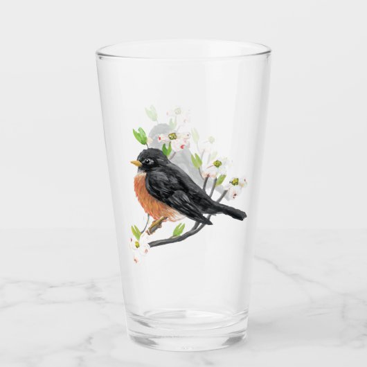 Robin sur Dogwood Verre Tumbler (Devant)