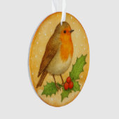 Robin sur la branche de houx (devant)