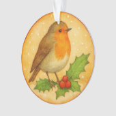 Robin sur la branche de houx (devant)