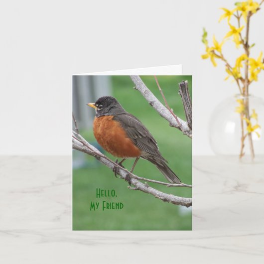 Robin, Thinkin" van u, juicht toe Kaart (Gele Bloem)