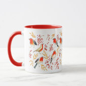 Robin-vogels en kerstbessen mok (Links)