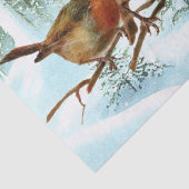 Robin Vogels Op Tak Sneeuwwoud Winter Kerstmis Tissuepapier (Detail)