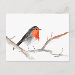Robin waterverf schilderde kerstkunst feestdagenkaart