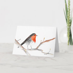 Robin waterverf vogelwinter kerstkunst feestdagen kaart