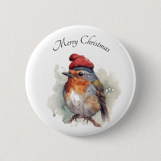 Robin Winter Delight, op maat Ronde Button 5,7 Cm (Voorkant)
