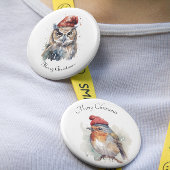 Robin Winter Delight, op maat Ronde Button 5,7 Cm