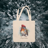 Robin Winter Delight, op maat Tote Bag