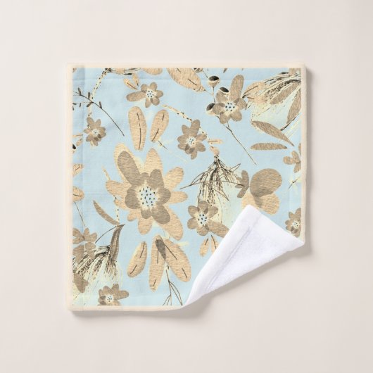 Robins Bleu d'oeuf avec des tons Brown de fleurs (Gant de toilette)