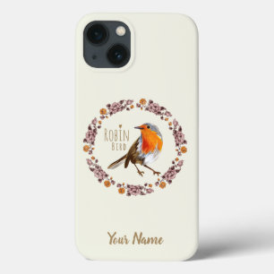Robin's botanische vintage bloemen voor vogelliefh iPhone 13 hoesje