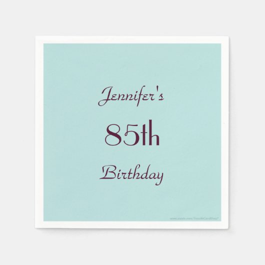 Robins Egg Blue 85th Birthday Party, Name, Paper Servetten (Voorkant)