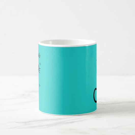 Robins Egg Blue Atomic Retro Cat Mok (Center)