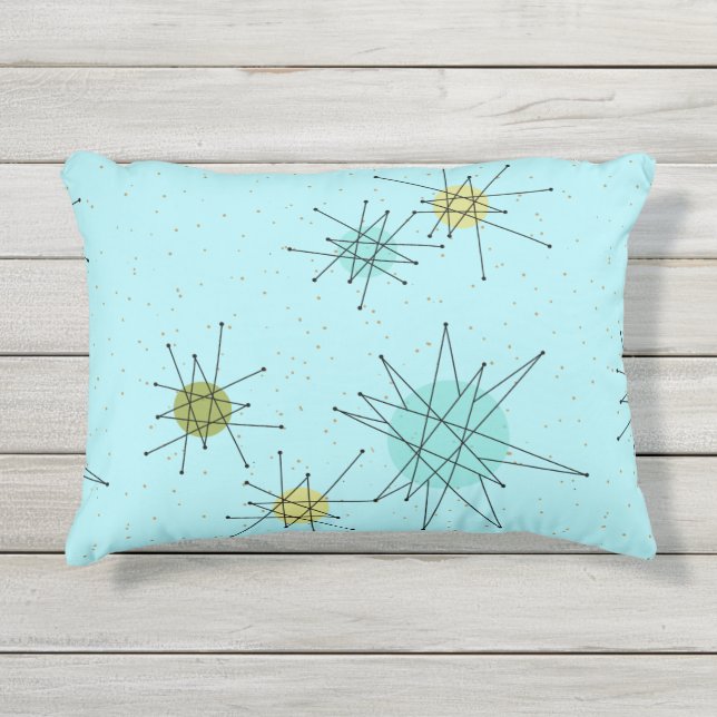 Robin's Egg Blue Atomic Starbursts Accent Pillow Buitenkussen (Voorkant)