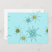 Robin's Egg Blue Atomic Starbursts Briefkaart (Voorkant / Achterkant)