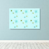 Robin's Egg Blue Atomic Starbursts Canvas Print (Insitu (Houten vloer))