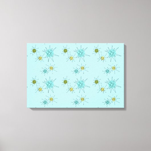 Robin's Egg Blue Atomic Starbursts Canvas Print (Voorkant)