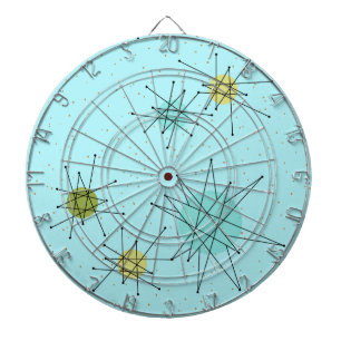Robin's Egg Blue Atomic Starbursts Dart Board Dartbord