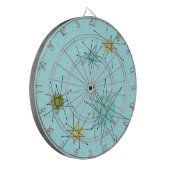Robin's Egg Blue Atomic Starbursts Dart Board Dartbord (Voorkant Links)