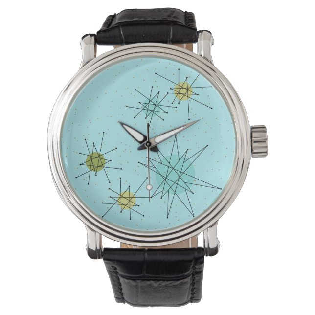 Robin's Egg Blue Atomic Starbursts eWatch Horloge (Voorkant)