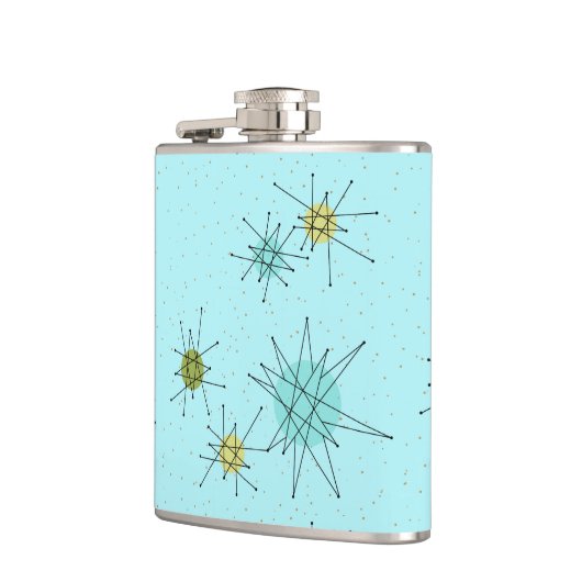 Robin's Egg Blue Atomic Starbursts Flask Heupfles (Links)