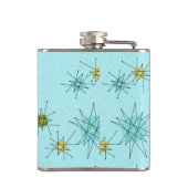 Robin's Egg Blue Atomic Starbursts Flask Heupfles (Achterkant)