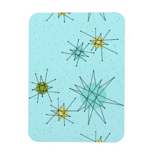 Robin's Egg Blue Atomic Starbursts Flexible Magnet Magneet