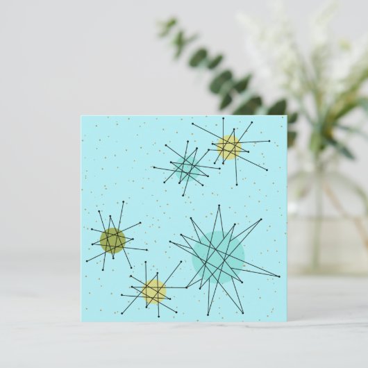Robin's Egg Blue Atomic Starbursts Kaart (Staand voorkant)