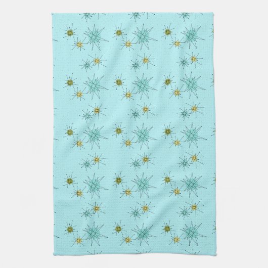 Robin's Egg Blue Atomic Starbursts Kitchen Towels Theedoek (Verticaal)