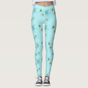 Robin's Egg Blue Atomic Starbursts Leggings