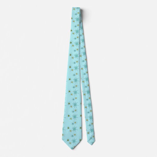 Robin's Egg Blue Atomic Starbursts Necktie Stropdas (Voorkant)