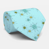 Robin's Egg Blue Atomic Starbursts Necktie Stropdas (Opgerold)