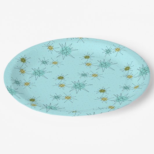Robin's Egg Blue Atomic Starbursts Paper Bord (Gekanteld)
