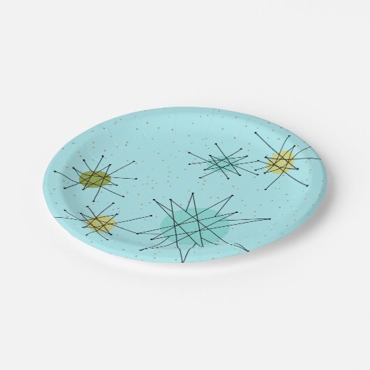 Robin's Egg Blue Atomic Starbursts Paper Bord (Gekanteld)