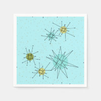 Robin's Egg Blue Atomic Starbursts Papieren servet