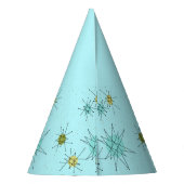 Robin's Egg Blue Atomic Starbursts Party Pet Feesthoedjes (Achterkant)
