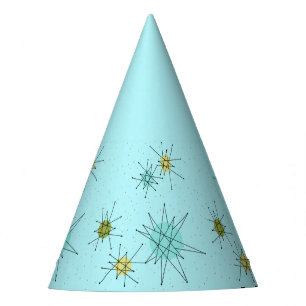 Robin's Egg Blue Atomic Starbursts Party Pet Feesthoedjes