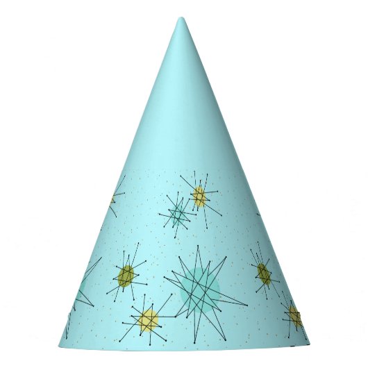 Robin's Egg Blue Atomic Starbursts Party Pet Feesthoedjes (Voorkant)