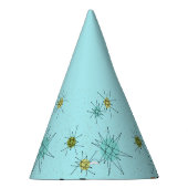 Robin's Egg Blue Atomic Starbursts Party Pet Feesthoedjes (Rechts)
