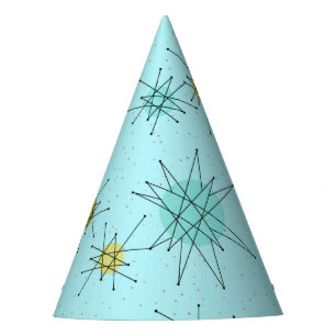 Robin's Egg Blue Atomic Starbursts Party Pet Feesthoedjes