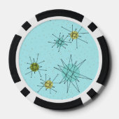 Robin's Egg Blue Atomic Starbursts Poker Chip (Achterkant)