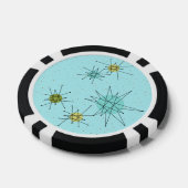 Robin's Egg Blue Atomic Starbursts Poker Chip (Enkel)