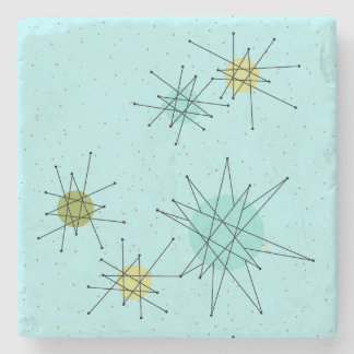 Robin's Egg Blue Atomic Starbursts Stone Onderzett Stenen Onderzetter