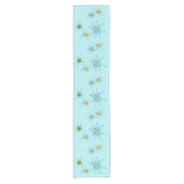 Robin's Egg Blue Atomic Starbursts Table Runner Korte Tafelloper (Voorkant)